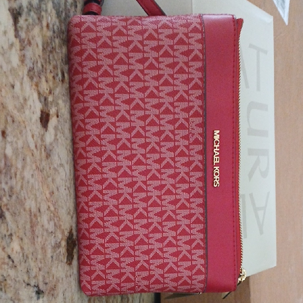 Michael Kors Red Monogram Clutch